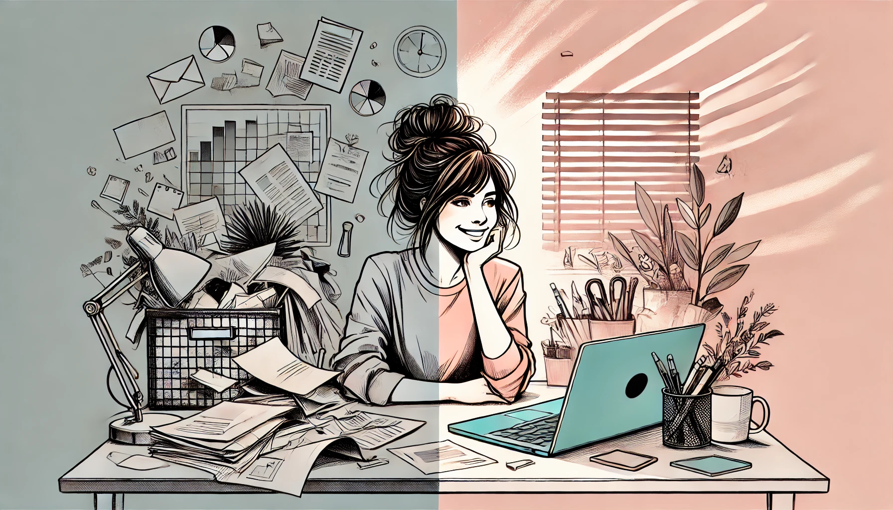 a woman who was overwhelmed with chaos in her business systems is now looking towards calm and clarity